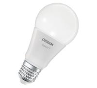 OSRAM Lámpara LED inteligente A60, forma de bombilla E27, 9 W, ZigBee 3.0, RGBW, 16 millones de colores, regulable, control mediante aplicación, Alexa.