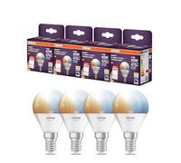 OSRAM Lámpara LED inteligente P40 mini forma esférica E14, 4,9 W ZigBee 3.0, blanco ajustable 2700-6500 K, regulable, control mediante app, Alexa,4-Pack