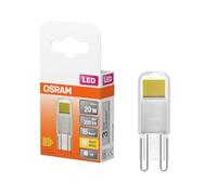 Osram Lámpara LED LED PIN de cristal transparente, con 1,8 W para 200 lm, luz blanca cálida con 2700 K, multicolor, casquillo retrofit G9, CRI 80, EEK E, 15 mm de diámetro.