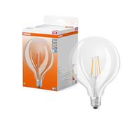 Osram Lámpara LED LED Star Globe con forma de bola clásica, 7 W / 806 lm, 4000 K para luz blanca fría, CRI 80, vidrio transparente sin plomo, casquillo E27, IP20, EEK E, 125 mm DM, paquete de 4