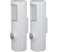 OSRAM Lámpara LED Nocturna Torch con Detector de Movimiento, Color Blanco, función de Linterna 2 en 1, Sensor de luz, Funciona con Pilas, Resistente a Salpicaduras IP54 (Paquete de 2)