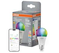OSRAM Lámpara LED SMART+ A75, forma de bombilla E27 RGBW, multicolor, regulable, Matter por WiFi, control por aplicación y voz, 9,5 W, 16 millones de colores