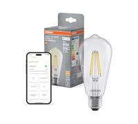 OSRAM Lámpara LED SMART+ Edison 60 6W E27 bombilla blanco cálido | SMART+ MATTER Dimmable Classic, LED Lamps, Claro, 64 mm dia, 15000 h, Paquete de 1