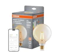 OSRAM Lámpara LED SMART+, G53, 6 W, 2400 K, E27, forma de globo, filamento, dorada, regulable, controlable mediante aplicación o voz, compatible con Matter