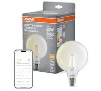 OSRAM Lámpara LED SMART+ Globo, E27, filamento transparente, blanco cálido 2700 K, regulable, control por app y voz, compatible con Alexa y Google