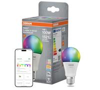 OSRAM Lámpara LED SMART+ Matter A100, forma de bombilla, 14 W, E27, RGBW, regulable, control por aplicación y voz, compatible con WiFi, Alexa y Google, alta eficiencia