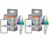 OSRAM Lámpara LED SMART+ Matter B40 vela E14 RGBW (Paquete de 2)