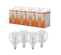 OSRAM Lámpara LED Star Globe G125 40 Filamento, 2700 K blanco cálido, 3,4 W, E27, transparente, 470 lm, 15.000 h, para luminarias colgantes, forma de bola grande,4-Pack