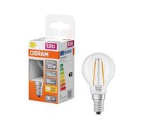 OSRAM Lámpara LED Star Globe P25 Filamento, 2700 K blanco cálido, 1,8 W, E14, transparente, 250 lm, para lámparas de mesa, lámparas decorativas, iluminación de acento, 15.000 h