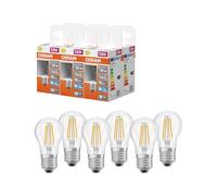 OSRAM Lámpara LED Star Globe P40 Filamento, 6500 K luz diurna blanca fría, 3,4 W, E27, transparente, 470 lm, para luminarias de mesa y colgantes, 15.000 h,6-Pack
