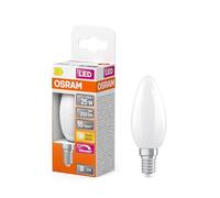 OSRAM Lámpara LED Superstar B25 con forma de vela, filamento regulable, 2700 K, blanco cálido, 1,8 W, E14, mate, 250 lm, 15.000 h, para lámparas de araña y de noche.