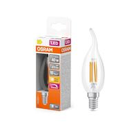 OSRAM Lámpara LED Superstar Classic BA40 Windgust Filamento regulable, 2700 K blanco cálido, 3,4 W, E14, transparente, 470 lm, 15.000 h, para lámparas de araña, apliques de pared