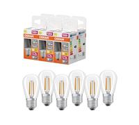 OSRAM Lámpara LED Superstar Edison ST45, filamento regulable, 2700 K, blanco cálido, 3,4 W, E27, transparente, 470 lm, para luminarias decorativas, aspecto vintage, 15.000 h,6-Pack