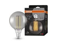OSRAM Lámpara LED Vintage 1906 ahumada, 11 W, 500 lm, forma de globo con 125 mm de diámetro y casquillo E27, luz blanca cálida, filamento recto, regulable, vida útil de hasta 15 000 horas