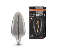 OSRAM Lámpara LED Vintage 1906 ahumada, 4W, 140lm, diseño ligeramente ovalado con 125 mm de diámetro y casquillo E27, luz blanca cálida, filamento regulable, vida útil de hasta 15.000 horas