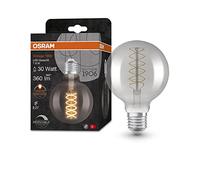 OSRAM Lámpara LED Vintage 1906 ahumada, 7,8 W, 360 lm, forma de globo con 95 mm de diámetro y casquillo E27, luz blanca cálida, filamento en espiral, regulable, vida útil de hasta 15 000 horas