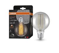 OSRAM Lámpara LED Vintage 1906 ahumada LED, 11 W, 500 lm, forma de globo con 95 mm de diámetro y casquillo E27, luz blanca cálida, filamento recto, regulable, vida útil de hasta 15 000 horas