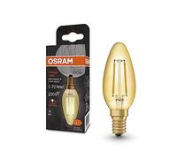 OSRAM Lámpara LED Vintage 1906 Classic B FIL, E14, forma clásica de minivela, dorada, 2,5 W, 220 lm, 2400 K, color de luz blanco cálido, optimo consumo de energía, larga duración