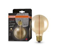 OSRAM Lámpara LED Vintage 1906 Classic Globe95 FIL, E27, esférica, dorada, 2.2W, 120lm, 2700K, luz blanca cálida, muy bajo consumo, larga vida, filamento magnético