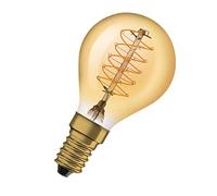 OSRAM Lámpara LED Vintage 1906 dorada, 3,4 W, 250 lm, forma redonda clásica (Classic P) con casquillo E14, luz blanca cálida, filamento en espiral, regulable, vida útil de hasta 15.000 horas