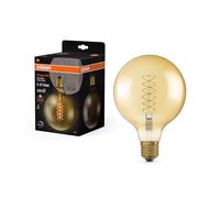 OSRAM Lámpara LED Vintage 1906 dorada, 4,8 W, 420 lm, forma de globo con 125 mm de diámetro y casquillo E27, luz blanca cálida, filamento en espiral, regulable, vida útil de hasta 15 000 horas