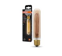 OSRAM Lámpara LED Vintage 1906 dorada, 4.8W, 400lm, tubo especial 32 mm, casquillo E27, luz cálida, filamento recto, regulable, hasta 15,000 horas de vida