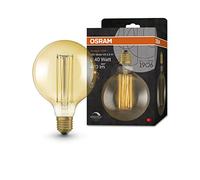 OSRAM Lámpara LED Vintage 1906 dorada, 5,8 W, 470 lm, forma de globo con 125 mm de diámetro y casquillo E27, luz blanca cálida, filamento recto, regulable, vida útil de hasta 15.000 horas