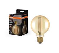 OSRAM Lámpara LED Vintage 1906 dorada, 8,8 W, 806 lm, forma de globo con 95 mm de diámetro y casquillo E27, luz blanca cálida, filamento recto, regulable, vida útil de hasta 15.000 horas