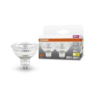 OSRAM Lámpara reflectora LED, bajo voltaje LED SPOT MR16 GL 50, casquillo GU5.3, paquete doble, 6,5W, 630 lm, 2700K, luz blanca cálida, optimo consumo de energía, sin tiempo calentamiento