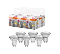 OSRAM Lámpara reflectora Superstar, GU10 base, vidrio transparente ,Blanco cálido (2700K), 350 Lumen, sustituto de 50W-iluminante 6-paquete