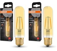 OSRAM Lámpara Vintage 1906 Classic Tubular FIL LED, E27, lineal, dorado, 2.5W, 200lm, 2000K, color de luz blanco cálido, optimo consumo de energía, larga vida (Paquete de 2)