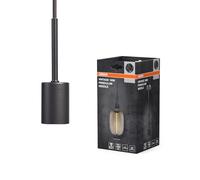 OSRAM Lámpara vintage, gris oscuro, acero inoxidable, ideal para salones, diseño moderno, atractivo vintage, cable textil de 2 m, diámetro 100 mm, fácil de instalar