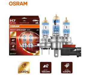 OSRAM-lámparas halógenas para coche, luz de 12V, Alemania, 2x, interruptor nocturno 220, H4, H7, H11, 220% de potencia brillante + 150m de haz largo, Original