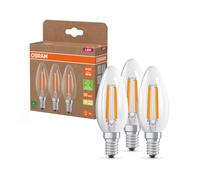 Osram Lámparas LED de alta eficiencia con clase de eficiencia energética A, paquete de 3 bombillas, reemplaza bombillas incandescentes tradicionales de 40W, blanco cálido, E14, vidrio filamento