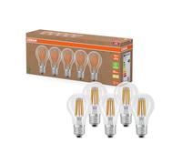 OSRAM Lámparas LED de alta eficiencia con clase de eficiencia energética A, Paquete de 5 bombillas, reemplaza de 100W, blanco cálido (2700K), E27, vidrio de filamento