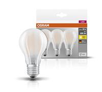 OSRAM LED Base Classic A, in Kolbenform mit E27-Sockel, Nicht Dimmbar, Ersetzt 60 Watt, Matt, Warmweiß - 2700 Kelvin, 3er-Pack
