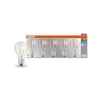 OSRAM LED BASE Classic A60, klare Filament LED-Lampen aus Glas für E27 Sockel, Birnenform, Kaltweiß (4000K), 806 Lumen, Ersatz für herkömmliche 60W-Glühbirnen, 5er-Box
