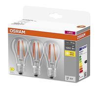 OSRAM LED BASE Classic A75, klare Filament LED-Lampen aus Glas für E27 Sockel, Birnenform, Warmweiß (2700K), 1055 Lumen, Ersatz für herkömmliche 75W-Glühbirnen, 3er-Box