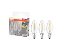 OSRAM LED Base Classic B, in Kerzenform mit E14-Sockel, Nicht Dimmbar, Ersetzt 40 Watt, Filementstil Klar, Warmweiß - 2700 Kelvin, 3er-Pack