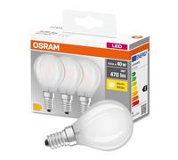 OSRAM LED Base Classic P, in Tropfenform mit E14-Sockel, Nicht Dimmbar, Ersetzt 40 Watt, Matt, Warmweiß - 2700 Kelvin, 3er-Pack