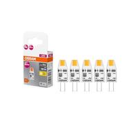 OSRAM LED BASE PIN MICRO, paquete de 5 bombillas de baja tensión, reemplaza bombillas especiales PIN tradicionales de 10W, blanco cálido, 1W, casquillo G4, vidrio mate, no regulable, ultracompacto