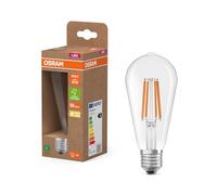 OSRAM LED-Lampe in klassischer Globeform, mit dekorativem LED-Filament im Frosted Design, Energieeffizienzklasse A, E27, 7.2 W, 1521 lm, 2700 K, warmweiß. Ohne Aufwärmen, sofort 100% Licht.