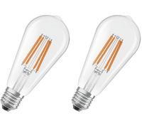 OSRAM LED-Lampe in klassischer Globeform, mit dekorativem LED-Filament im Frosted Design E27, 7.2 W, 1521 lm, 2700 K, warmweiß. Ohne Aufwärmen, sofort 100% Licht.