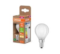 OSRAM LED-Lampe in klassischer Miniballform, mit dekorativem LED-Filament im Frosted Design, Energieeffizienzklasse A, E14, 1.2 W, 255 lm, 2700 K, warmweiß. Ohne Aufwärmen, sofort 100% Licht.