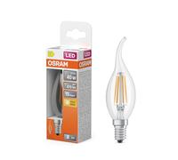 OSRAM LED-Lampe Star Kerzenform BA40 Filament, 2700 K warmweiß, 3,4 W, E14, klar, 470 lm, 15.000h, für Kronleuchter, Windstoß-Kerzenform