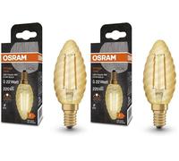 OSRAM LED-Lampen, Vintage-Edition, 22 Watts Ersatz, E14, B-shape, 2400 Kelvin, Warm Comfort Light, Klares Glas, single Pack (Paquete de 2)