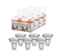 OSRAM LED PAR16 reflector con base GU10, blanco cálido (2700K), spot de cristal, 4.3W, reemplaza a la lámpara reflector de 50W, LED STAR PAR16, pack de 6