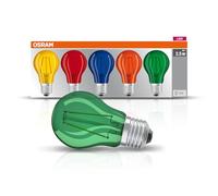 Osram LED Star Classic A Décor Color Box, en forma de bombilla con casquillo E27, iluminación decorativa y de diseño, sustituye a 15 W, plástico, 2 W, E27, de color, paquete de 5