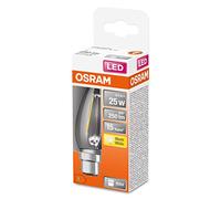 OSRAM LED Star Classic B25, lámpara LED de filamento transparente en forma de vela, casquillo B22d, blanco cálido (2700K), sustituye a las bombillas convencionales de 25W, paquete de 1