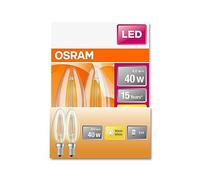 OSRAM LED Star Classic B40 Lámpara LED para base E14, forma de vela, FIL, 470 lúmenes, blanco cálido (2700k), reemplazo de bombillas de 40W convencionales, no dimmables, 2 paquetes de 2